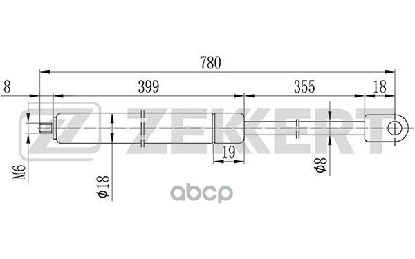 Пружина газовая капота MB 190 (W201) 82- Zekkert арт. gf-1036