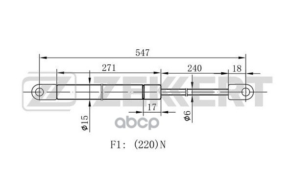 Пружина газовая капота SAAB 9000 (YS3C) 84- Zekkert арт. gf-1263