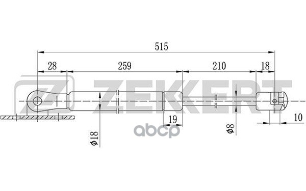 Пружина газовая капота Opel Omega B 94- Zekkert арт. gf-1338