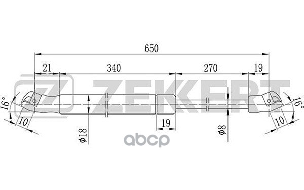 Пружина газовая капота Opel Signum 03-  Vectra C 02-  Vectra C GTS 02- Zekkert арт. gf-1779