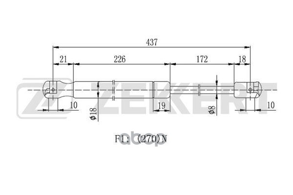 Пружина газовая капота Jeep Cherokee III 01- Zekkert арт. gf-1988