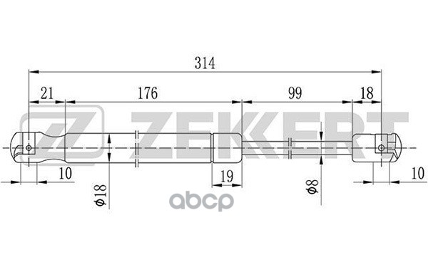 Пружина газовая капота Chrysler 300C 04- Zekkert арт. gf-2080