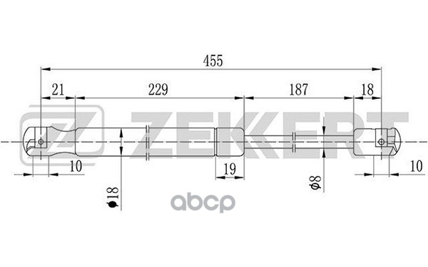 Пружина газовая капота Toyota 4 Runner (N210) 02-  LC Prado 120 02- Zekkert арт. gf-2087