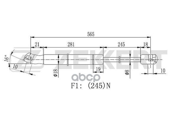 Пружина газовая капота Jeep Grand Cherokee IV 10- Zekkert арт. gf-2252