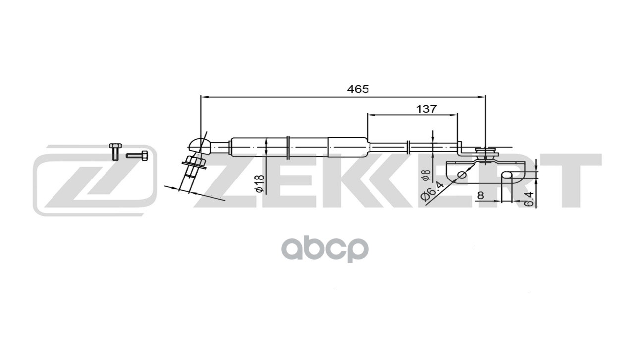 Пружина газовая капота Subaru Forester (SH/S12) 07-  Impreza (GE  GV/G12/G22) 07- Zekkert арт. gf-2614