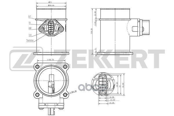 Датчик массового расхода воздуха Nissan Almera (N16) 00-  Almera Tino (V10) 00-  Primera (P11 P12 WP Zekkert арт. se-1017
