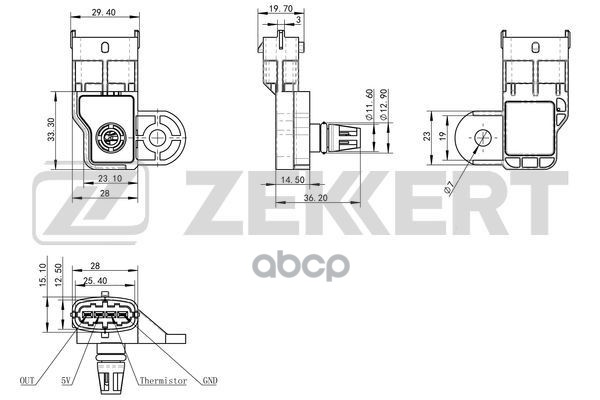 Датчик давления воздуха Mitsubishi Colt VI 04-  Lancer VIII 08-  Smart Forfour (454) 04- Zekkert арт. se-1044