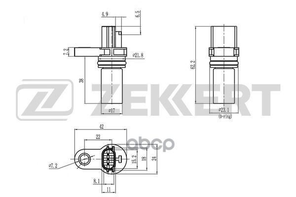 Датчик положения коленвала Nissan X-Trail (T30) 01-  Primera (P12) 02-  Primera (WP12) 02- Zekkert арт. se-4037