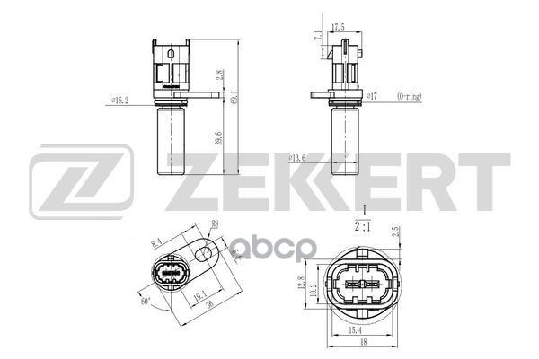 Датчик положения коленвала Opel Astra G  H 98-  Corsa B  C 94-  Vectra B  C 95-  Zafira A  B 99- Zekkert арт. se-4055