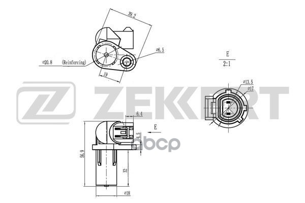 Датчик положения коленвала Nissan Primera (_P12) 02-  Renault Megane II 02-  Suzuki Grand Vitara (JT Zekkert арт. se-4074