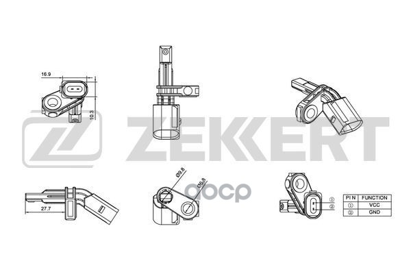 Датчик ABS задн. лев. Skoda Octavia (5E_) 12-  Kodiaq (N_7) 16-  VW Passat VII  VIII 10-  Tiguan 07- Zekkert арт. se-6015