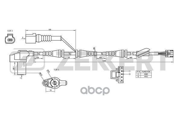 Датчик ABS передн. Audi A4 II  III 00- Zekkert арт. se-6018