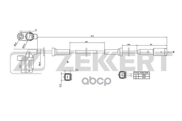 Датчик ABS передн. Peugeot 206 98- Zekkert арт. se-6034