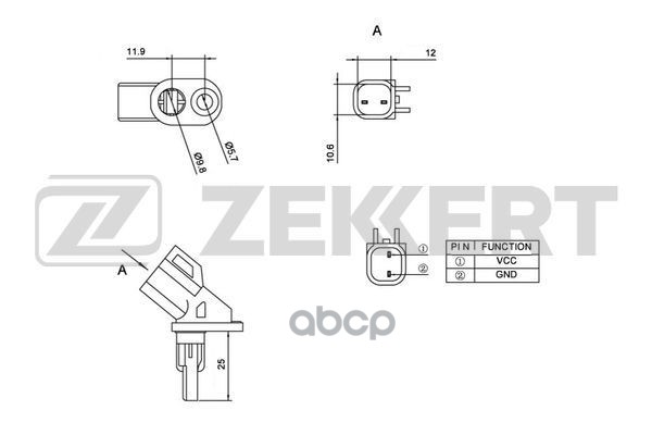 Датчик ABS передн. Ford Focus II 04-  C-Max 07-  Mondeo IV 07-  Kuga 08-  Galaxy II 06-  Mazda 3 I Zekkert арт. se-6060