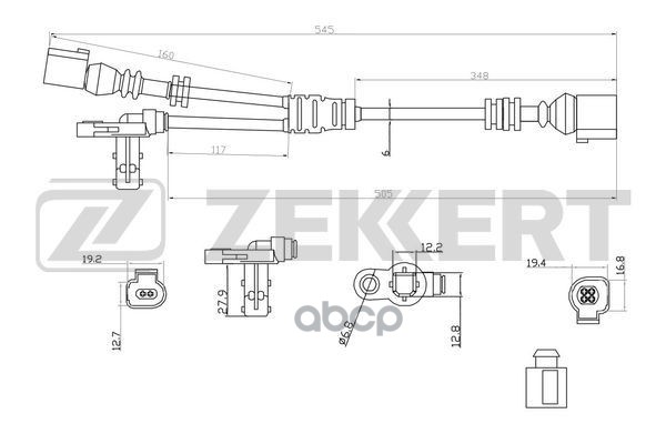 Датчик ABS передн. VW Sharan 95-  Ford Galaxy 02-  Seat Alhambra 96- Zekkert арт. se-6063