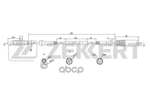 Датчик ABS передн. BMW X5 (E53) 00- Zekkert арт. se-6065