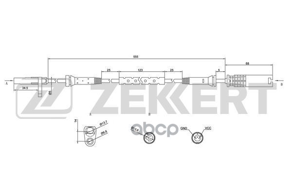 Датчик ABS передн. BMW X5 (E53) 00- Zekkert арт. se-6071