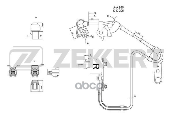 Датчик ABS передн. прав. Mazda 6 02- Zekkert арт. se-6073