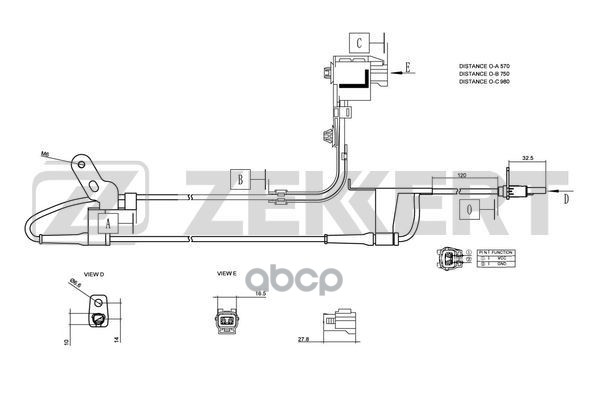Датчик ABS передн. лев. Mazda 6 II 07- Zekkert арт. se-6074