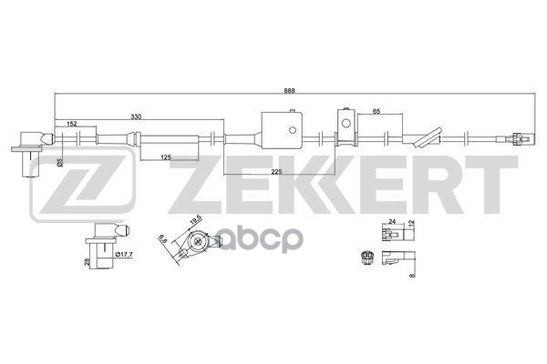 Датчик ABS передн. лев. Hyundai Santa Fe 01- Zekkert арт. se-6090
