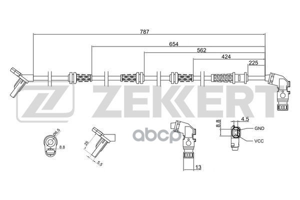 Датчик ABS передн. MB M-Class (164) 05-  GL-Class (164) 06- Zekkert арт. se-6141