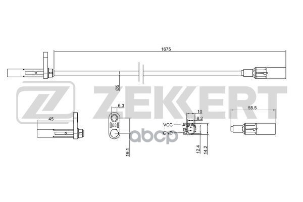 Датчик ABS задн. лев. VW Crafter 30-50 06-  MB Sprinter (906  907) 09- Zekkert арт. se-6143