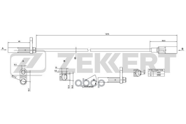Датчик ABS задн. прав. VW Crafter 30-50 06-  MB Sprinter (906  907) 09- Zekkert арт. se-6144