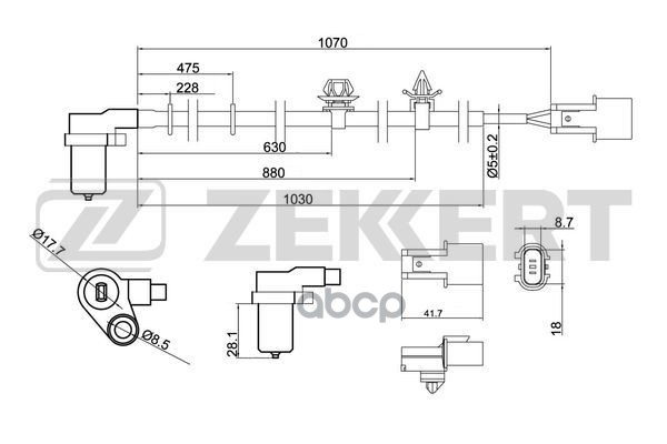 Датчик ABS передн. прав. Mitsubishi Lancer VII 03- Zekkert арт. se-6157