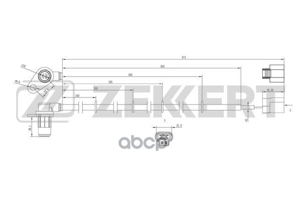 Датчик ABS передн. прав. Mitsubishi Pajero II  III 00- Zekkert арт. se-6161