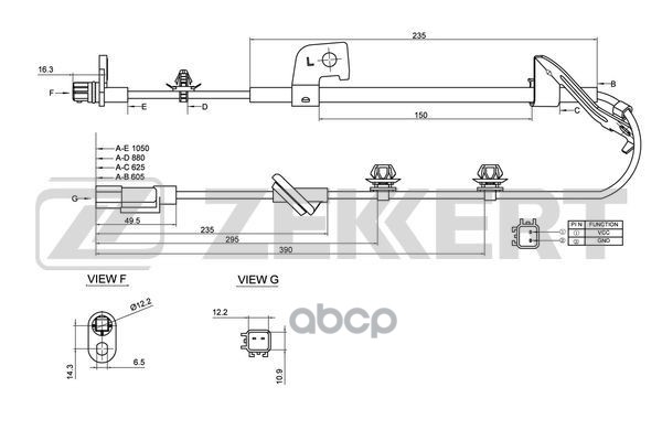 Датчик ABS задн. лев. Mitsubishi ASX 10-  Lancer VII  VIII 07-  Outlander II 06- Zekkert арт. se-6167