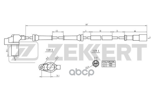Датчик ABS передн. Renault Clio I  II 98- Zekkert арт. se-6169