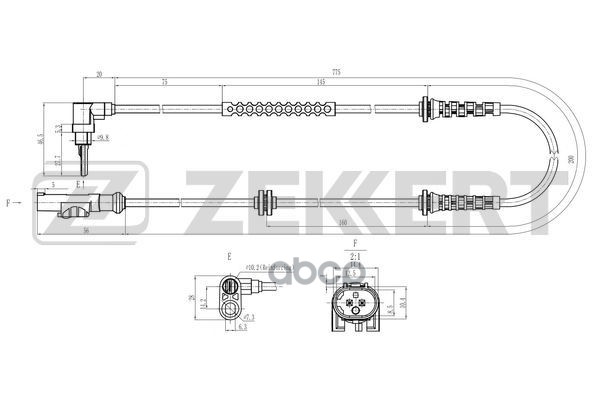 Датчик ABS передн. Fiat Punto (199) 08-  Grande Punto (199) 05- Zekkert арт. se-6189