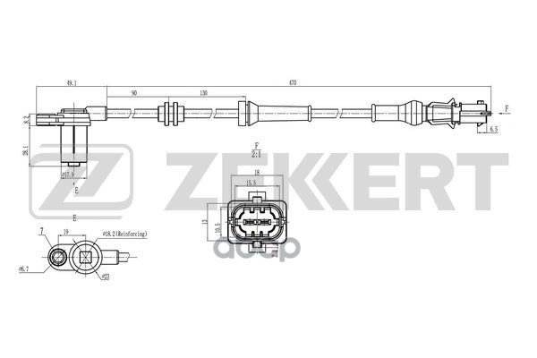 Датчик ABS передн. Opel Corsa C 00-  Meriva A 03-  Tigra B 04- Zekkert арт. se-6203
