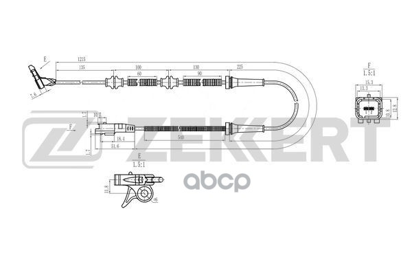 Датчик ABS передн. Citroen C5 I  II 01- Zekkert арт. se-6241