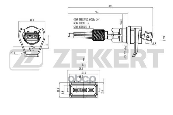 Датчик скорости VW Polo III 95-  Golf III  IV 91-  Skoda Octavia (1U_) 96-  Audi A3 96-  Seat Ibiza Zekkert арт. se-8507