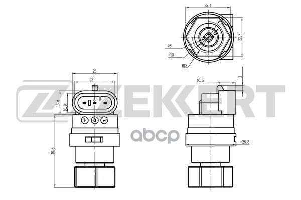 Датчик скорости Fiat Albea (178  172) 05-  Punto (188) 99-  Doblo (119  223  263) 01-  Brava (182) 9 Zekkert арт. se-8514