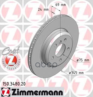 Диск Торм Bmw F01f02f03f04f06f07f10f11f12f13 08- Зад Вент 345X24 150348020 Zimmermann арт. 150348020