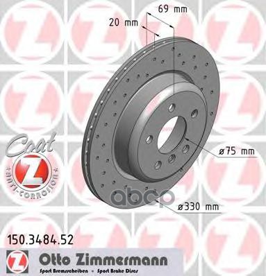Диск тормозной задний BMW 5:F07/F10/F11 7:F02/F04 ZIMMERMANN 150348452 Zimmermann арт. 150348452