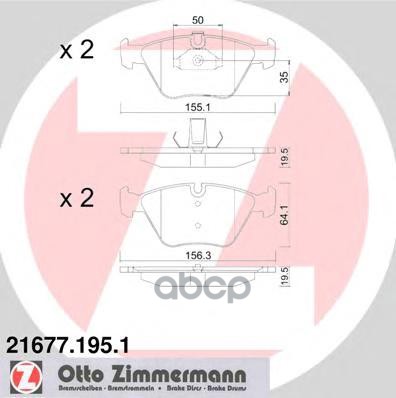 Колодки тормозные дисковые BMW Zimmermann арт. 21677.195.1