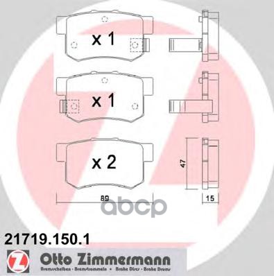 Колодки Тормозные Дисковые, Комплект Zimmermann арт. 217191501