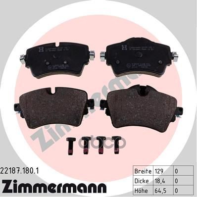 Комплект Тормозных Колодок, Дисковый Тормоз Zimmermann 22187.180.1 Zimmermann арт. 22187.180.1