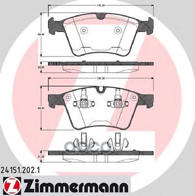 КОЛОДКИ ТОРМ ПЕР. MER GL-KLASSE (X164) 320  420 06-09/350  450 09-> ZIMMERMANN 241512021 Zimmermann арт. 241512021