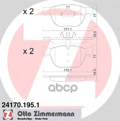 Колодки тормозные дисковые BMW Zimmermann арт. 24170.195.1