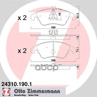 Колодки тормозные дисковые MERCEDES Zimmermann арт. 24310.190.1