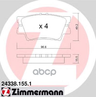 Колодки тормозные задний TOYOTA/LEXUS ES (GSV4_, ACV4_),ES (AVV6_, GSV6_, ASV6_),HS (ANF10),AURION ZIMMERMANN 243381551 Zimme...