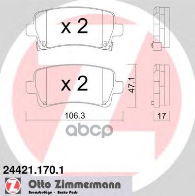 Колодки тормозные дисковые Opel Zimmermann арт. 24421.170.1
