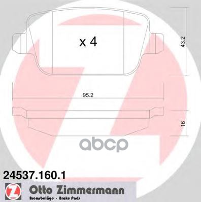 Колодки тоpмозные дисковые ZIMMERMANN 245371601 Zimmermann арт. 245371601