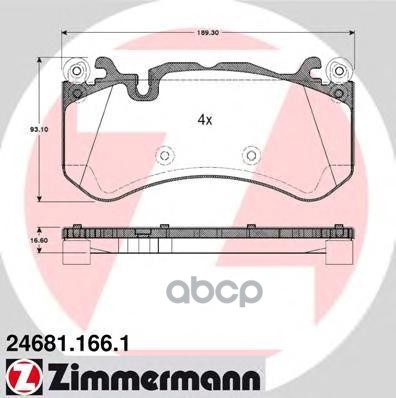 Колодки Тормозные (Компл) 4Шт Zimmermann 246811661 Zimmermann арт. 246811661