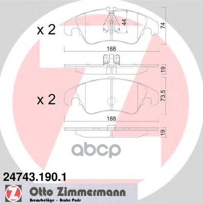 Колодки тормозные дисковые AUDI Zimmermann арт. 24743.190.1