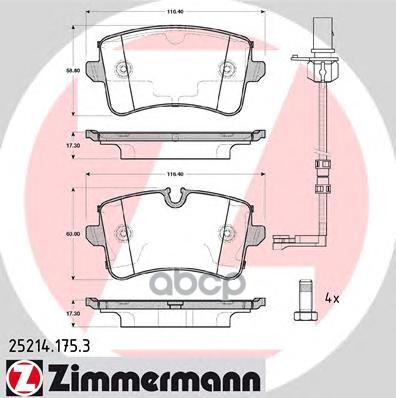 Колодки тормозные дисковые Audi Zimmermann арт. 25214.175.3